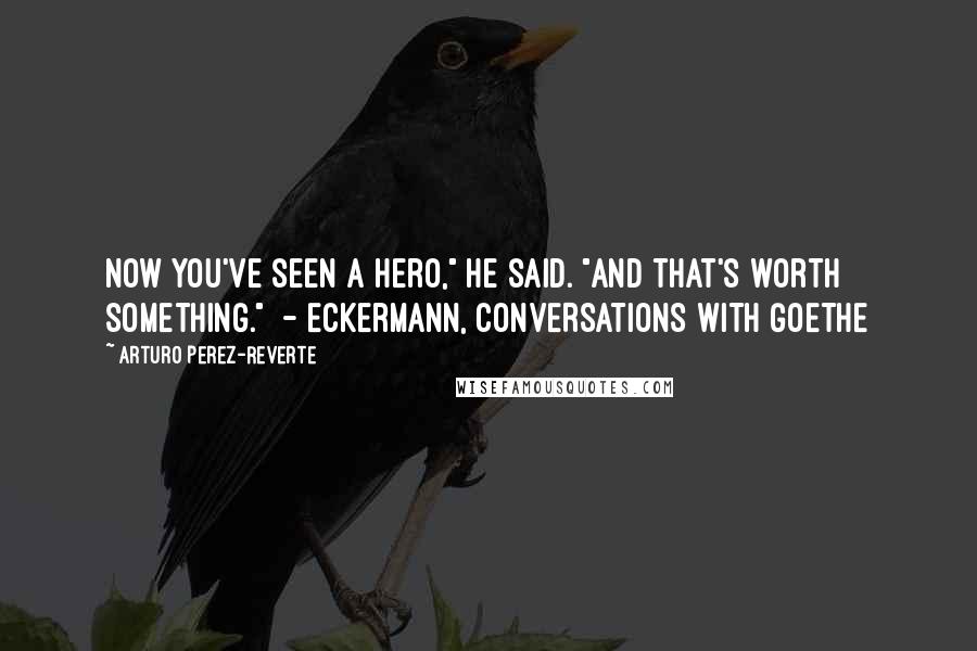 Arturo Perez-Reverte Quotes: Now you've seen a hero," he said. "And that's worth something."  - Eckermann, CONVERSATIONS WITH GOETHE