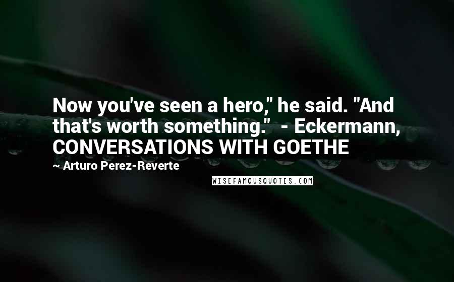 Arturo Perez-Reverte Quotes: Now you've seen a hero," he said. "And that's worth something."  - Eckermann, CONVERSATIONS WITH GOETHE