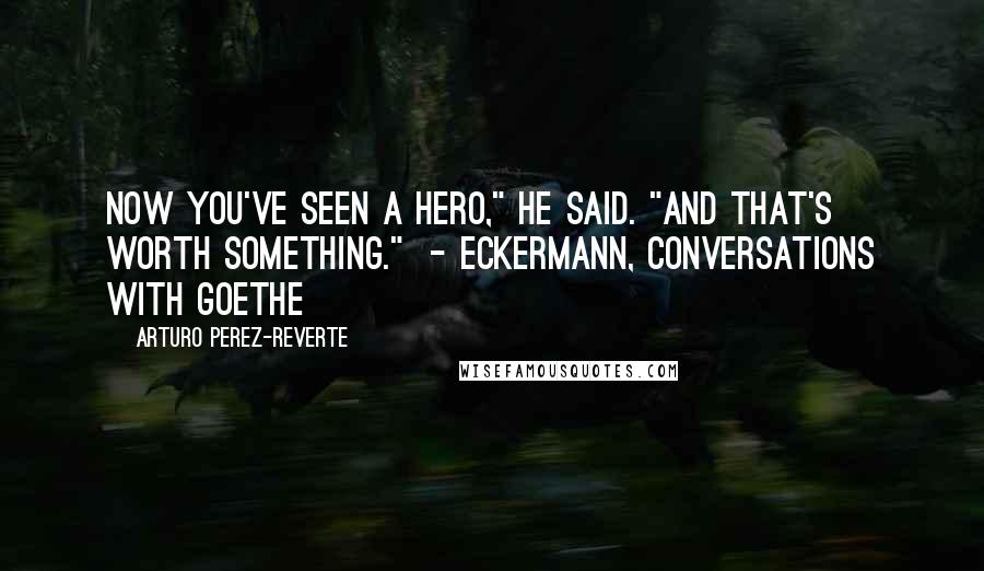 Arturo Perez-Reverte Quotes: Now you've seen a hero," he said. "And that's worth something."  - Eckermann, CONVERSATIONS WITH GOETHE