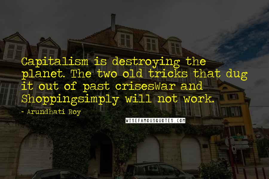 Arundhati Roy Quotes: Capitalism is destroying the planet. The two old tricks that dug it out of past crisesWar and Shoppingsimply will not work.