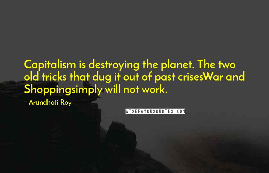 Arundhati Roy Quotes: Capitalism is destroying the planet. The two old tricks that dug it out of past crisesWar and Shoppingsimply will not work.