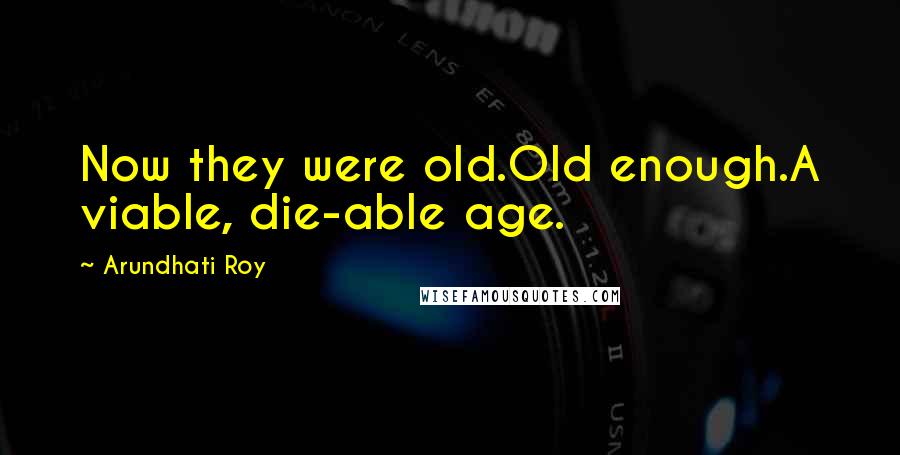 Arundhati Roy Quotes: Now they were old.Old enough.A viable, die-able age.