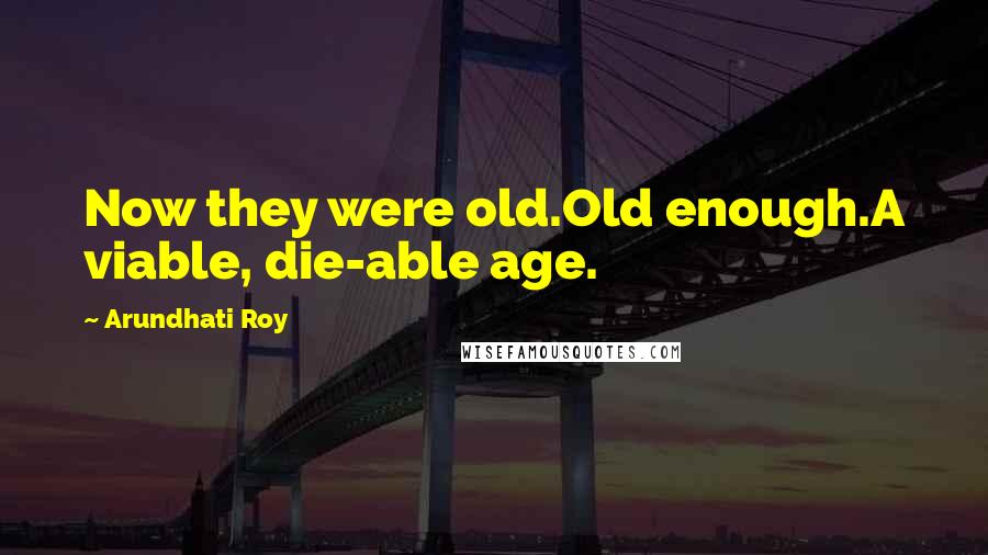 Arundhati Roy Quotes: Now they were old.Old enough.A viable, die-able age.