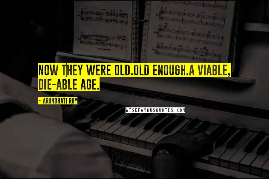 Arundhati Roy Quotes: Now they were old.Old enough.A viable, die-able age.