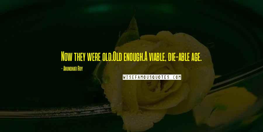Arundhati Roy Quotes: Now they were old.Old enough.A viable, die-able age.