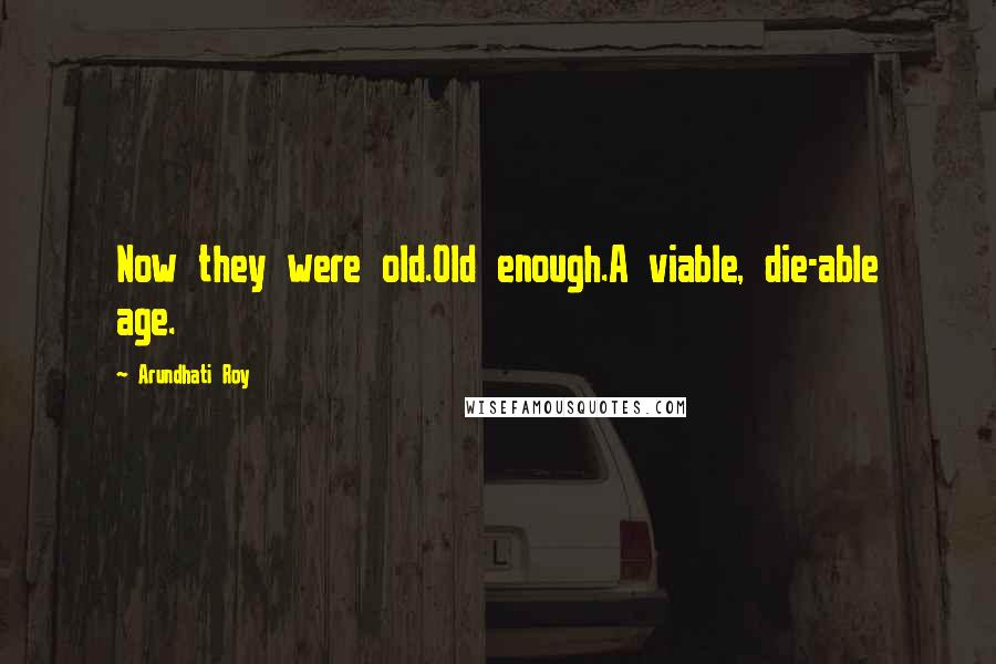 Arundhati Roy Quotes: Now they were old.Old enough.A viable, die-able age.