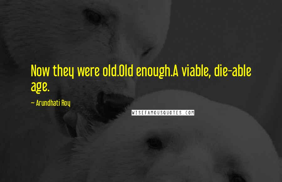 Arundhati Roy Quotes: Now they were old.Old enough.A viable, die-able age.