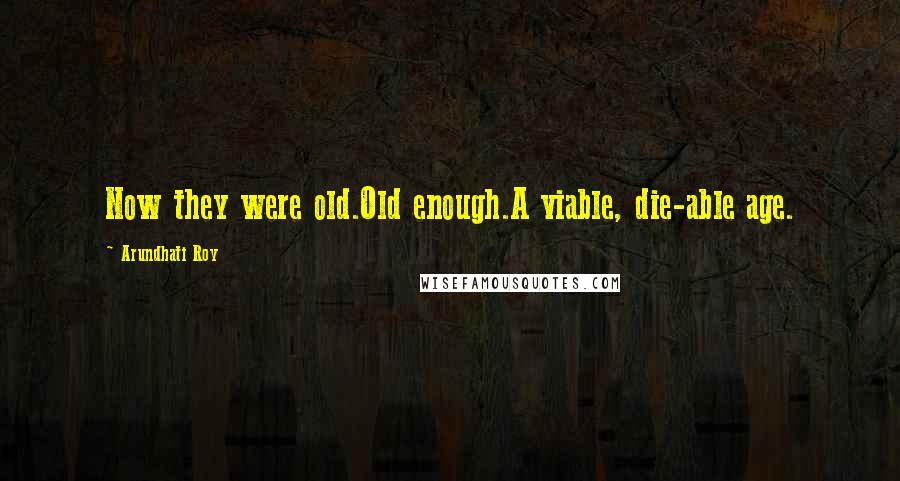Arundhati Roy Quotes: Now they were old.Old enough.A viable, die-able age.