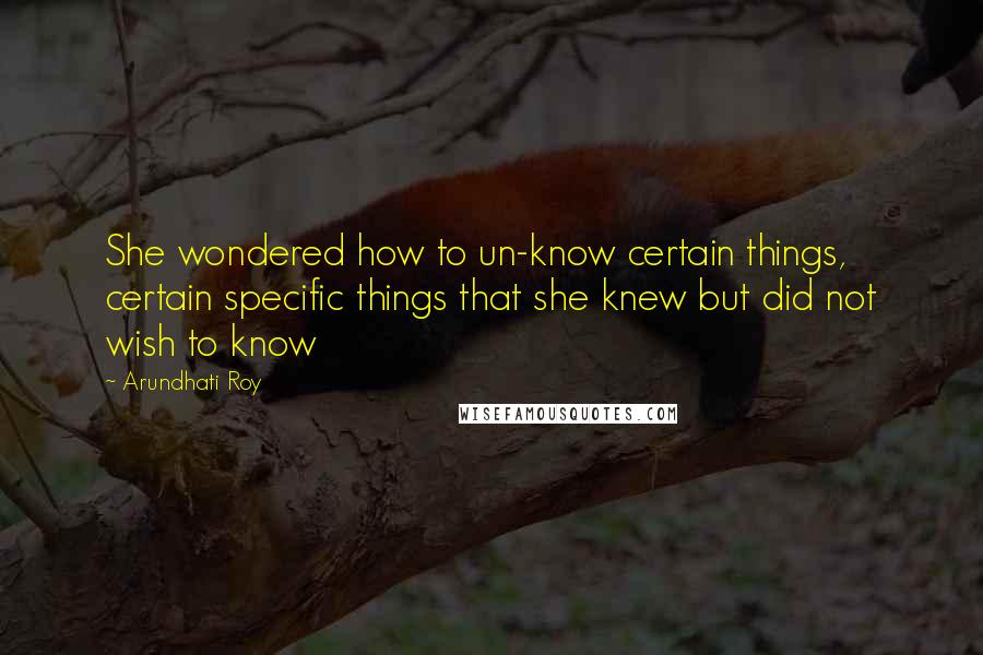 Arundhati Roy Quotes: She wondered how to un-know certain things, certain specific things that she knew but did not wish to know