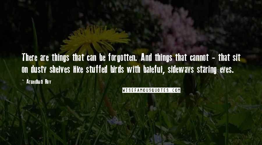 Arundhati Roy Quotes: There are things that can be forgotten. And things that cannot - that sit on dusty shelves like stuffed birds with baleful, sideways staring eyes.