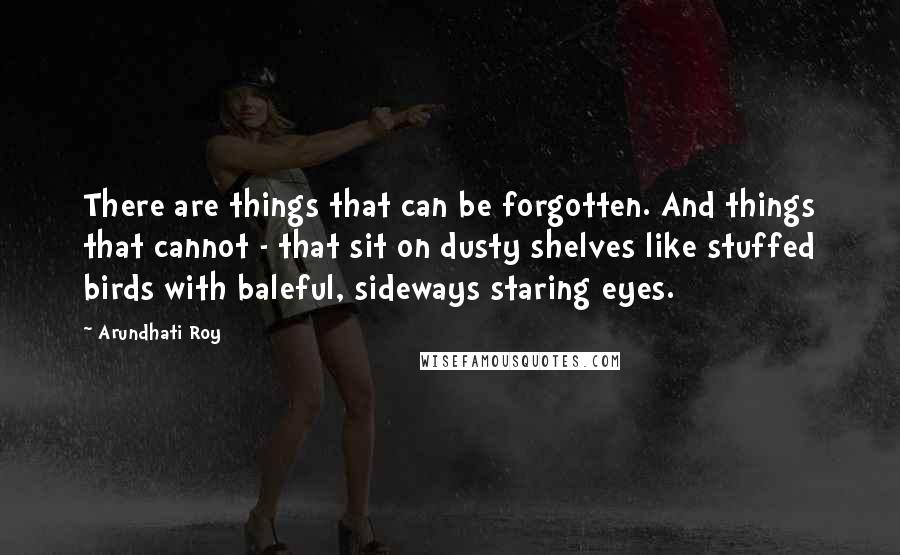 Arundhati Roy Quotes: There are things that can be forgotten. And things that cannot - that sit on dusty shelves like stuffed birds with baleful, sideways staring eyes.