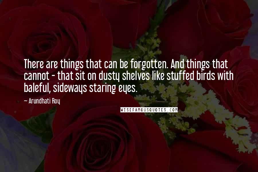 Arundhati Roy Quotes: There are things that can be forgotten. And things that cannot - that sit on dusty shelves like stuffed birds with baleful, sideways staring eyes.