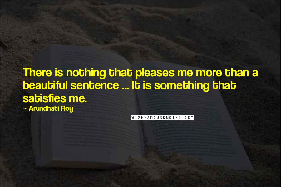 Arundhati Roy Quotes: There is nothing that pleases me more than a beautiful sentence ... It is something that satisfies me.