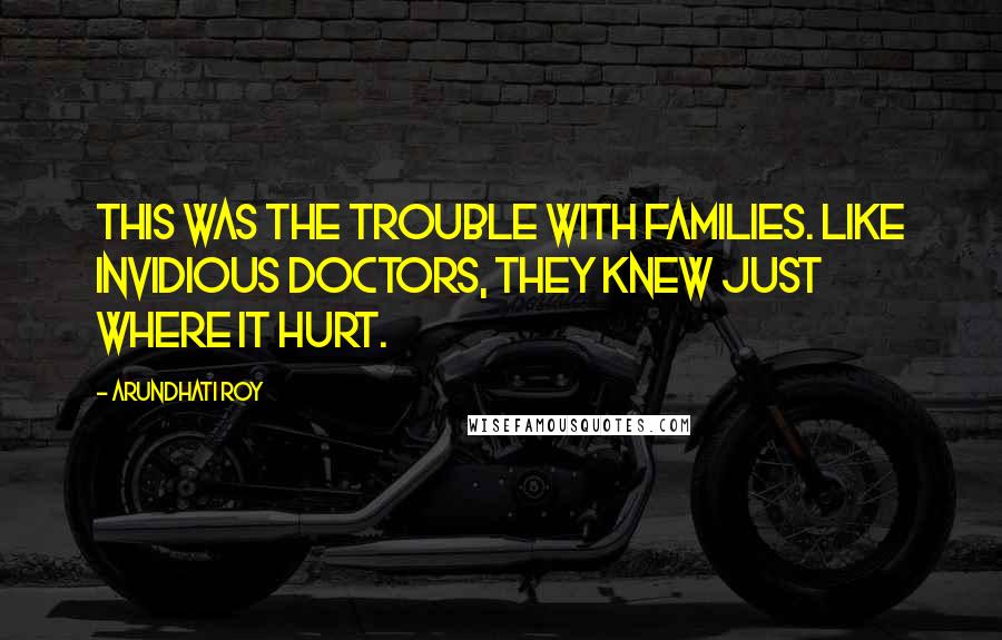 Arundhati Roy Quotes: This was the trouble with families. Like invidious doctors, they knew just where it hurt.