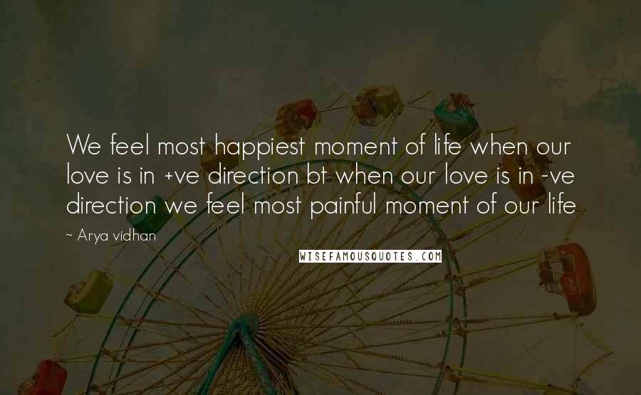 Arya Vidhan Quotes: We feel most happiest moment of life when our love is in +ve direction bt when our love is in -ve direction we feel most painful moment of our life