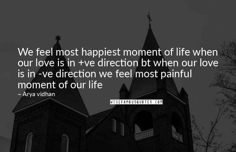 Arya Vidhan Quotes: We feel most happiest moment of life when our love is in +ve direction bt when our love is in -ve direction we feel most painful moment of our life