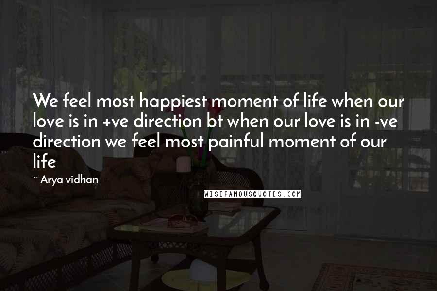 Arya Vidhan Quotes: We feel most happiest moment of life when our love is in +ve direction bt when our love is in -ve direction we feel most painful moment of our life