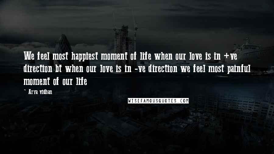 Arya Vidhan Quotes: We feel most happiest moment of life when our love is in +ve direction bt when our love is in -ve direction we feel most painful moment of our life