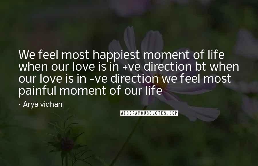 Arya Vidhan Quotes: We feel most happiest moment of life when our love is in +ve direction bt when our love is in -ve direction we feel most painful moment of our life