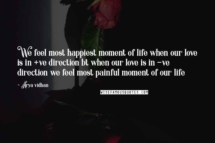 Arya Vidhan Quotes: We feel most happiest moment of life when our love is in +ve direction bt when our love is in -ve direction we feel most painful moment of our life