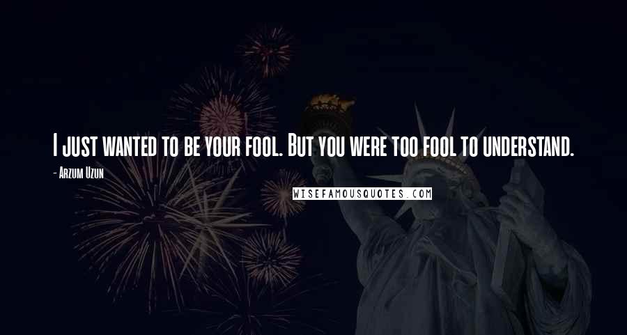 Arzum Uzun Quotes: I just wanted to be your fool. But you were too fool to understand.