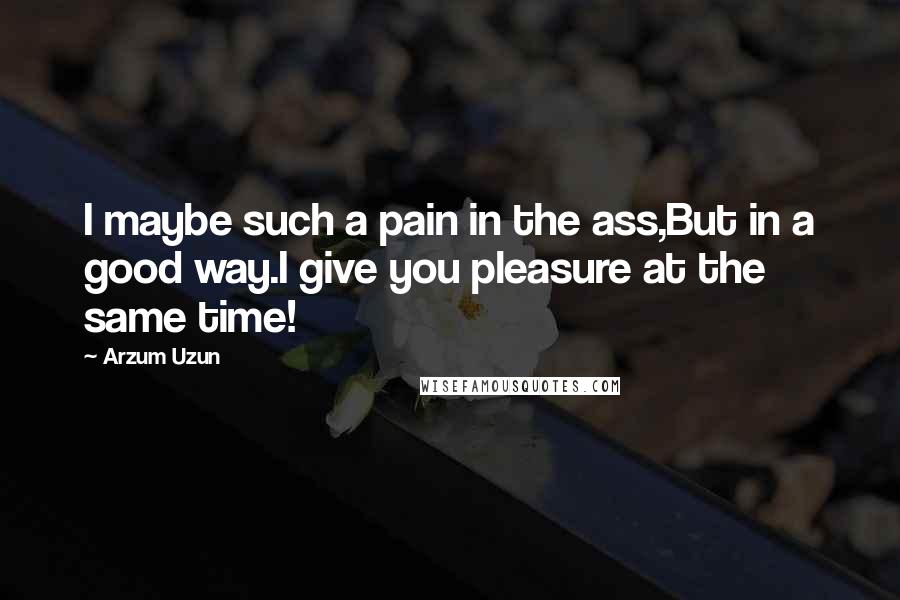 Arzum Uzun Quotes: I maybe such a pain in the ass,But in a good way.I give you pleasure at the same time!