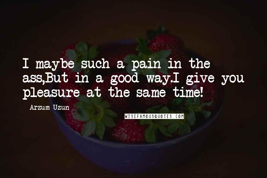 Arzum Uzun Quotes: I maybe such a pain in the ass,But in a good way.I give you pleasure at the same time!