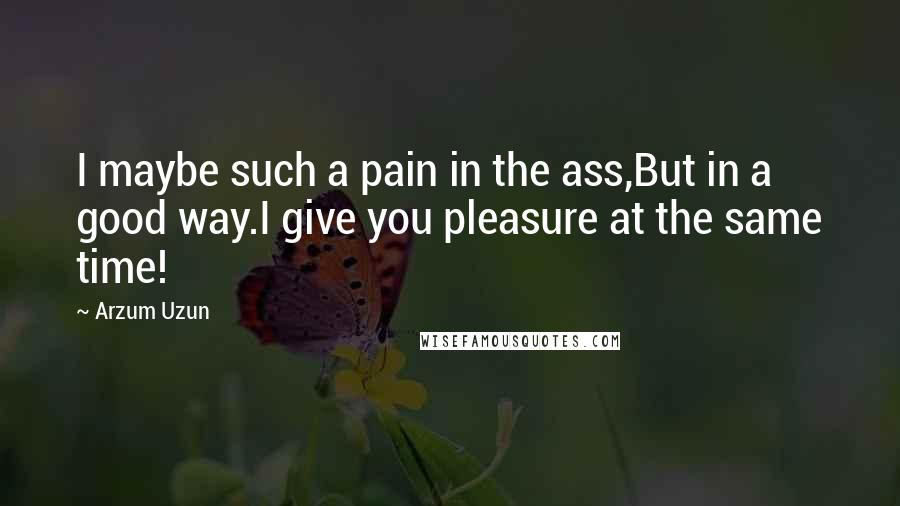 Arzum Uzun Quotes: I maybe such a pain in the ass,But in a good way.I give you pleasure at the same time!