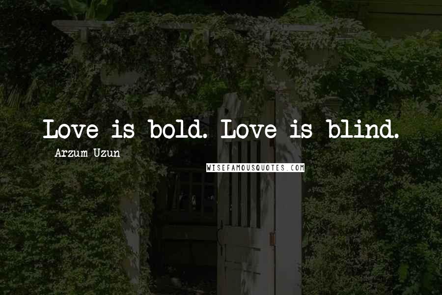 Arzum Uzun Quotes: Love is bold. Love is blind.