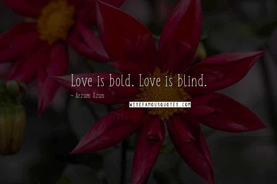 Arzum Uzun Quotes: Love is bold. Love is blind.