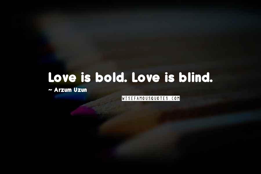 Arzum Uzun Quotes: Love is bold. Love is blind.