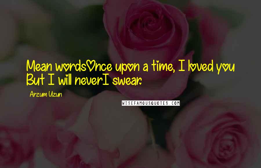 Arzum Uzun Quotes: Mean wordsOnce upon a time, I loved you But I will neverI swear.