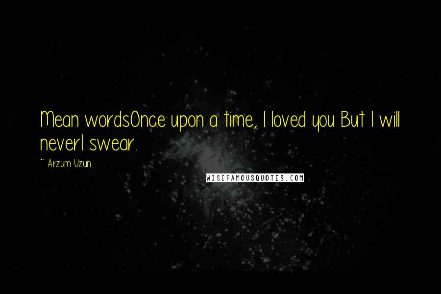 Arzum Uzun Quotes: Mean wordsOnce upon a time, I loved you But I will neverI swear.