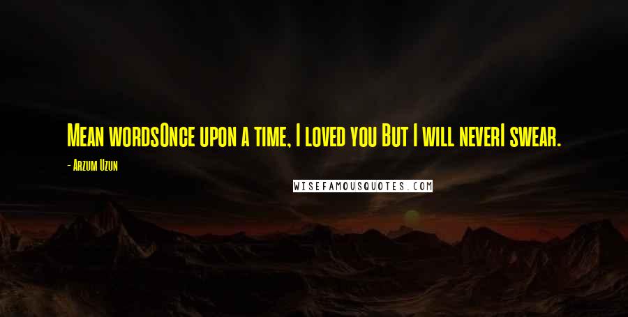 Arzum Uzun Quotes: Mean wordsOnce upon a time, I loved you But I will neverI swear.