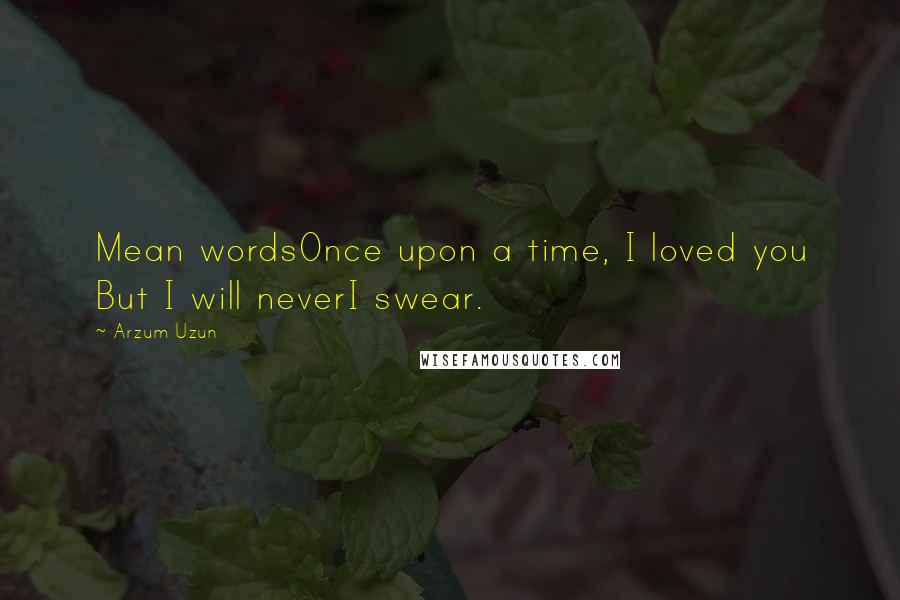 Arzum Uzun Quotes: Mean wordsOnce upon a time, I loved you But I will neverI swear.