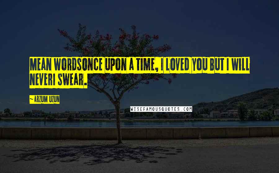 Arzum Uzun Quotes: Mean wordsOnce upon a time, I loved you But I will neverI swear.