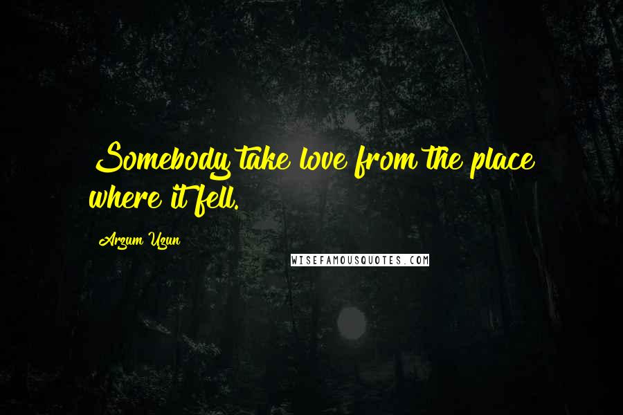 Arzum Uzun Quotes: Somebody take love from the place where it fell.