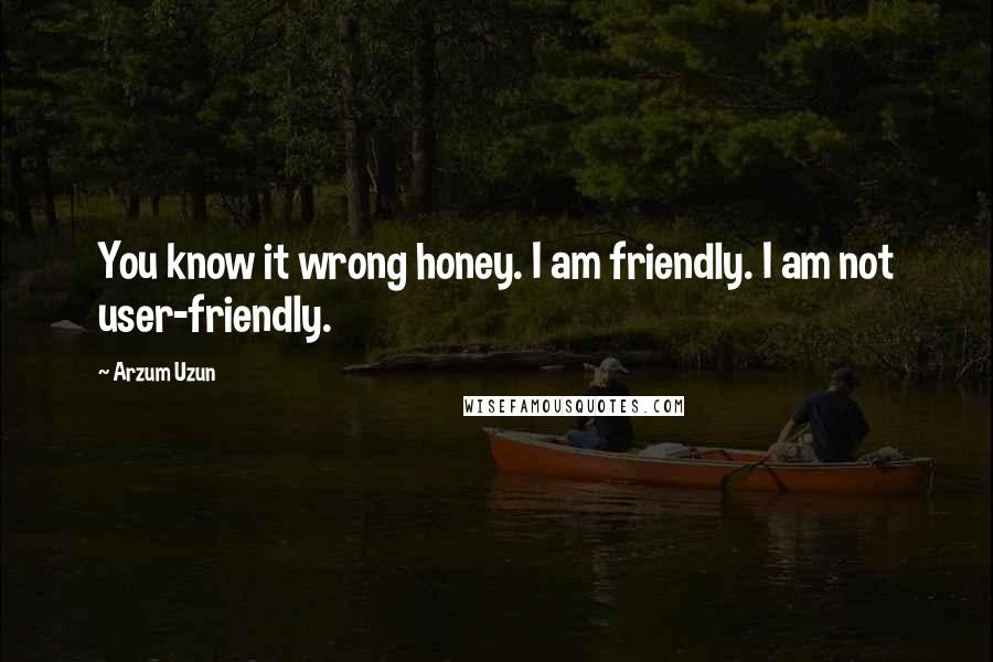 Arzum Uzun Quotes: You know it wrong honey. I am friendly. I am not user-friendly.