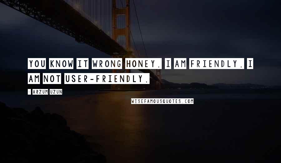 Arzum Uzun Quotes: You know it wrong honey. I am friendly. I am not user-friendly.