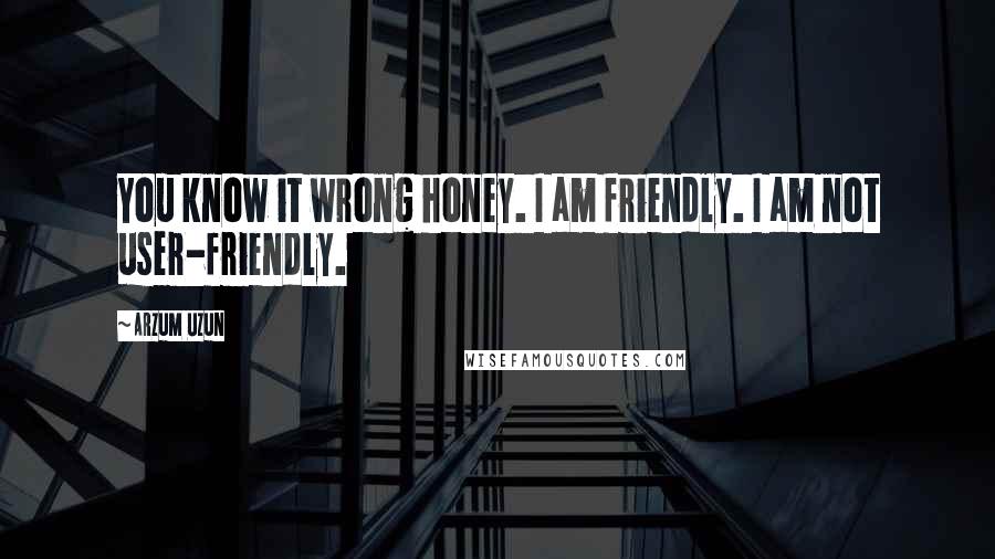 Arzum Uzun Quotes: You know it wrong honey. I am friendly. I am not user-friendly.