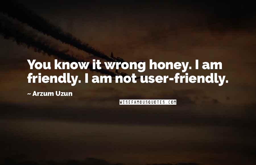 Arzum Uzun Quotes: You know it wrong honey. I am friendly. I am not user-friendly.