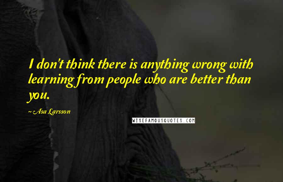 Asa Larsson Quotes: I don't think there is anything wrong with learning from people who are better than you.