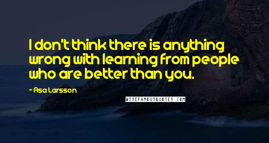 Asa Larsson Quotes: I don't think there is anything wrong with learning from people who are better than you.