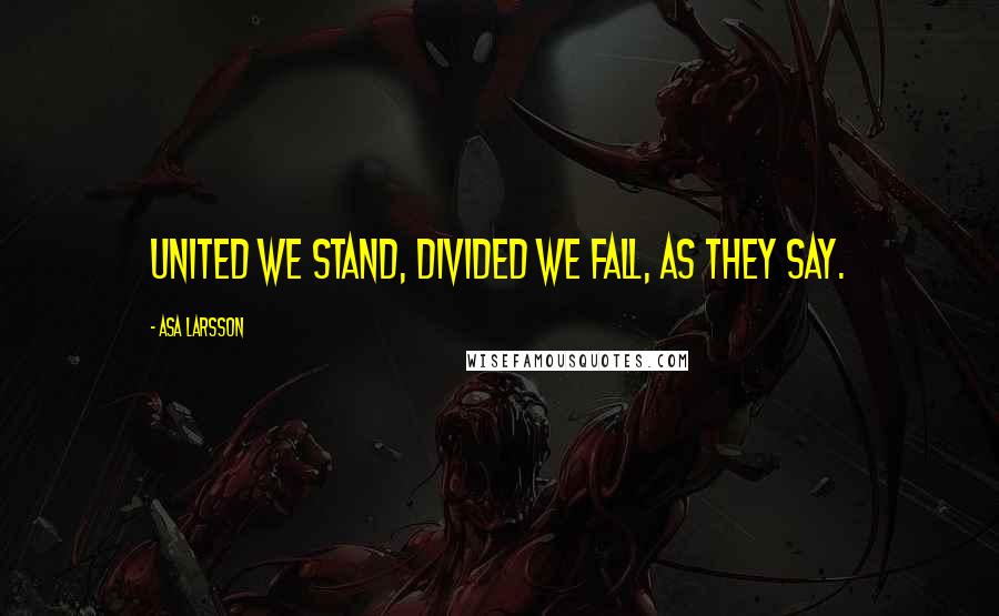 Asa Larsson Quotes: United we stand, divided we fall, as they say.