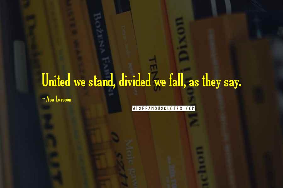 Asa Larsson Quotes: United we stand, divided we fall, as they say.