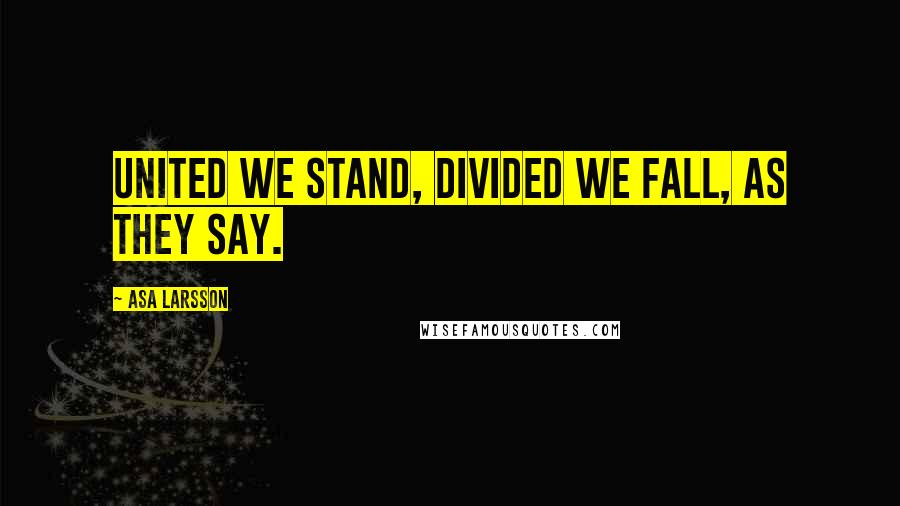 Asa Larsson Quotes: United we stand, divided we fall, as they say.