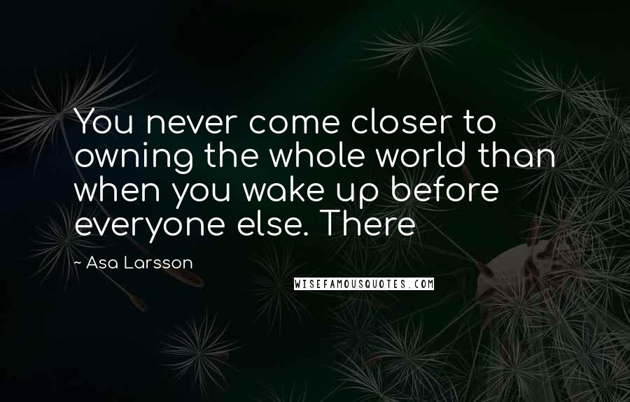 Asa Larsson Quotes: You never come closer to owning the whole world than when you wake up before everyone else. There