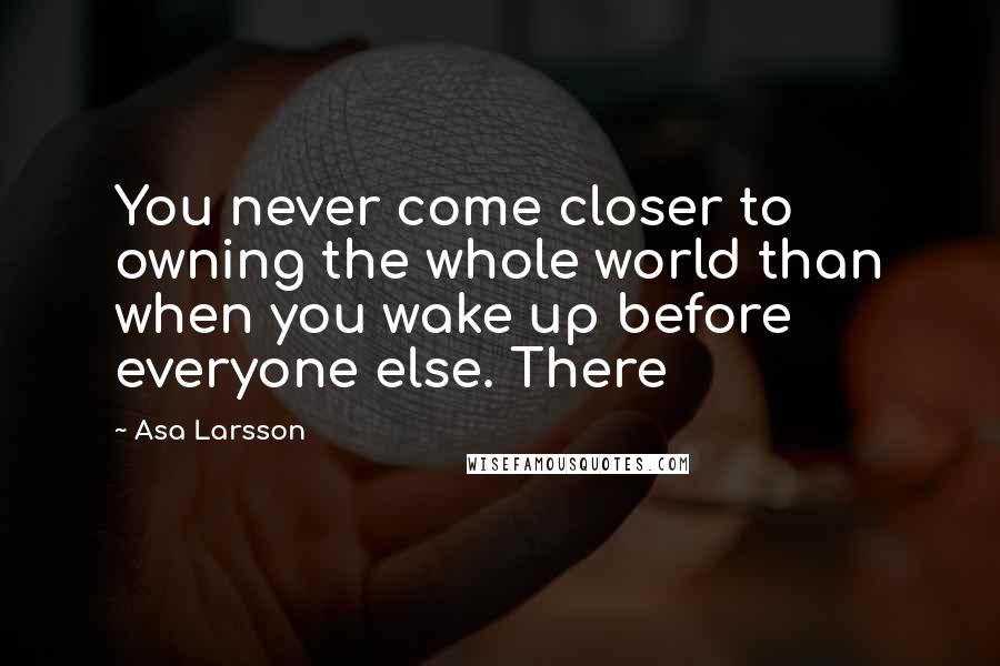 Asa Larsson Quotes: You never come closer to owning the whole world than when you wake up before everyone else. There