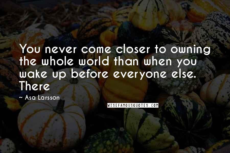 Asa Larsson Quotes: You never come closer to owning the whole world than when you wake up before everyone else. There