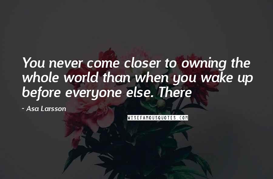 Asa Larsson Quotes: You never come closer to owning the whole world than when you wake up before everyone else. There